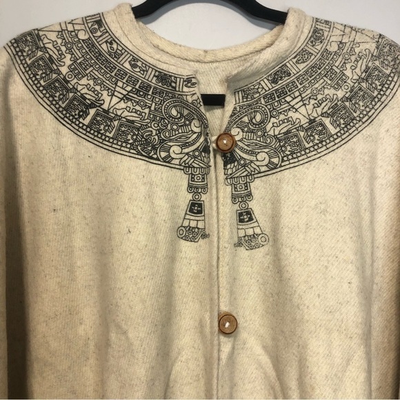 Boho Chic Mexican Vintage Wool Fringe Poncho Cape - Picture 2 of 7